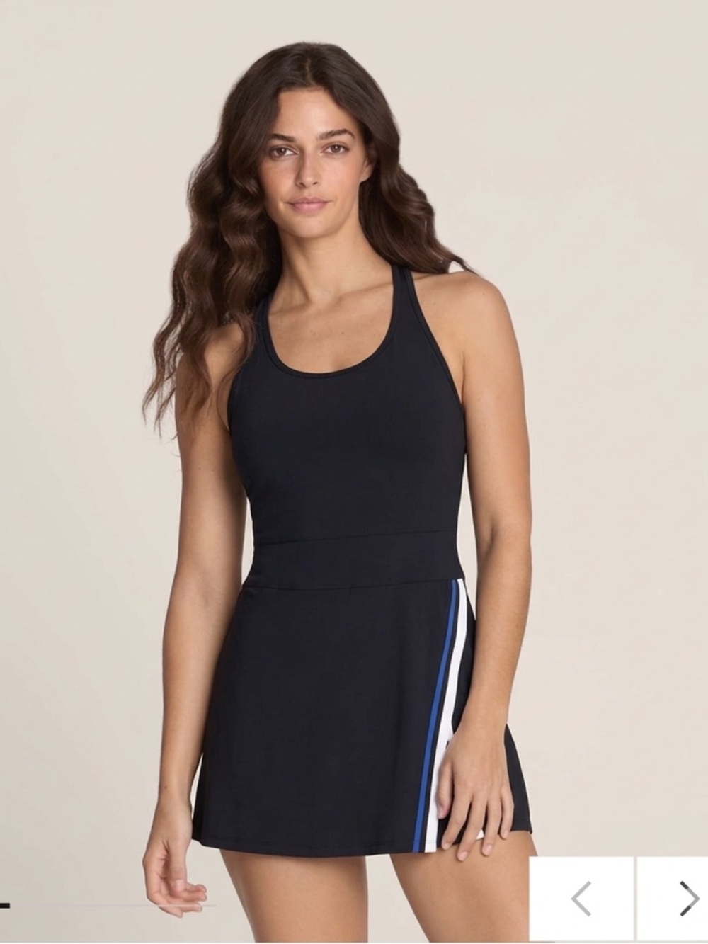 Wilson Black Athletic Mini Dress with Blue and White Stripe